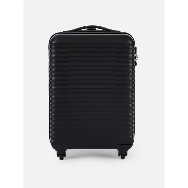 Ribbed Four-Wheel Hard Shell Suitcase - Black