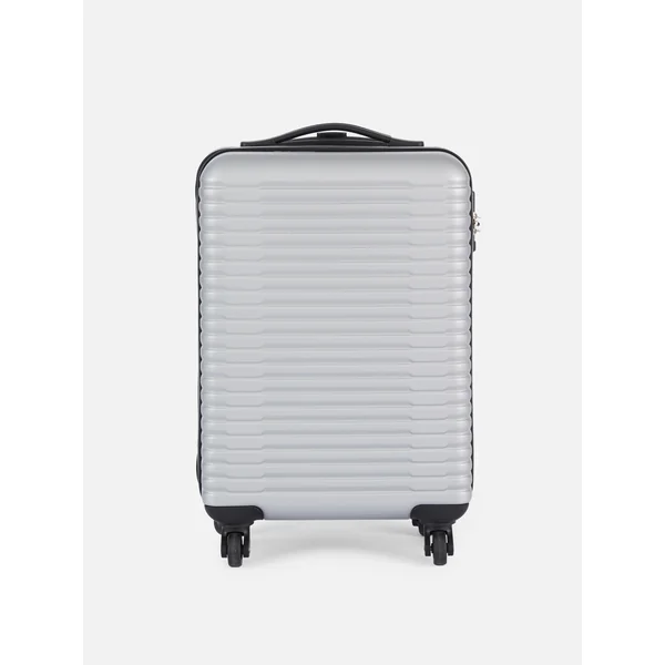 Ribbed Four-Wheel Hard Shell Suitcase - Silver