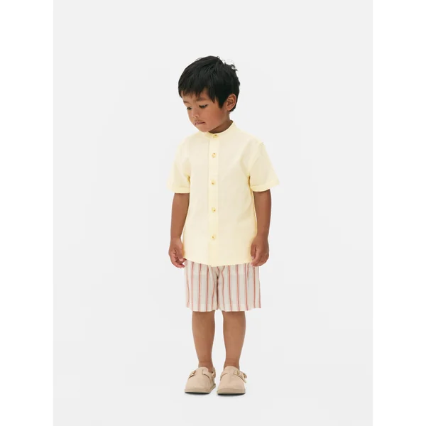 Ribbed Grandad Shirt - Yellow