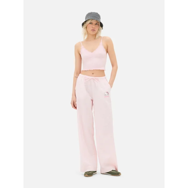 Ribbed Lace Trim Cami - Light Pink