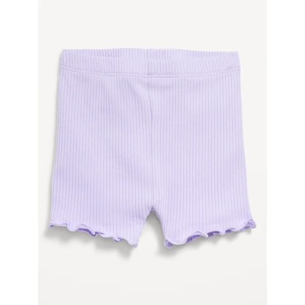 Ribbed Lettuce-Edge Biker Shorts for Baby - Lavender Haven