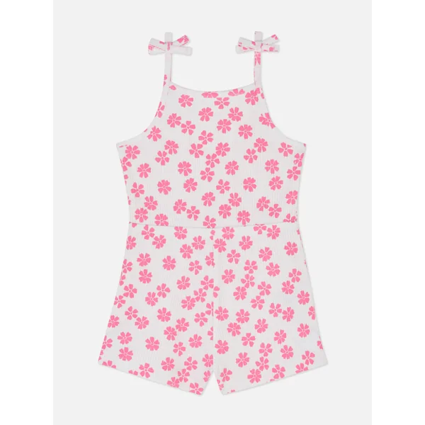 Ribbed Playsuit - White