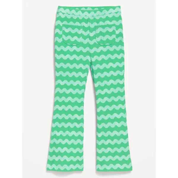 Ribbed Pocket Flare-Leg Pants for Toddler Girls - Wavy Stripe