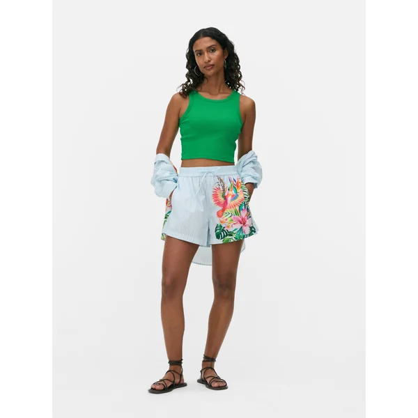 Ribbed Racerback Cropped Tank - Green