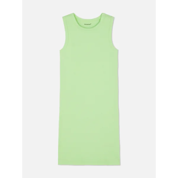 Ribbed Sleeveless Midi Dress - Green
