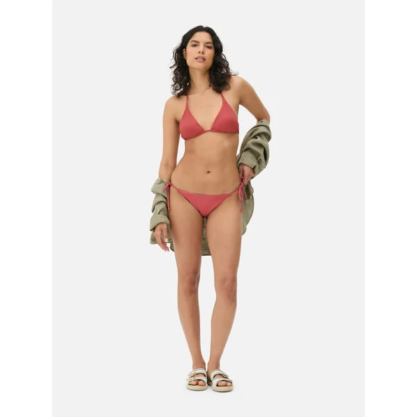 Ribbed Triangle Bikini Bottoms - Blush