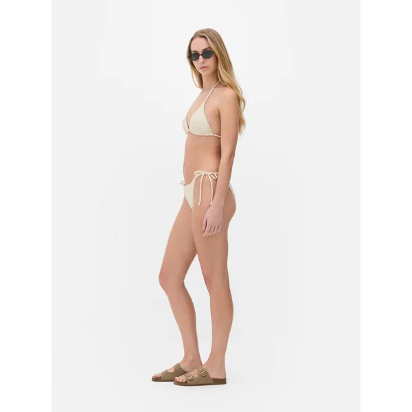 Ribbed Triangle Bikini Bottoms - Ivory