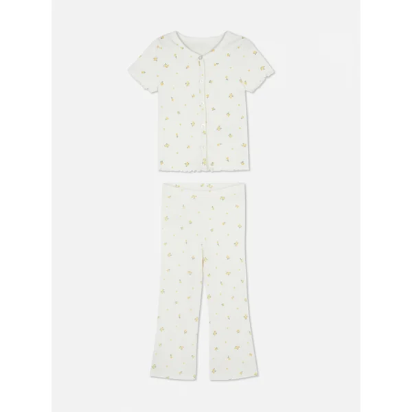 Ribbed T-Shirt and Flared Leggings Set - Ivory