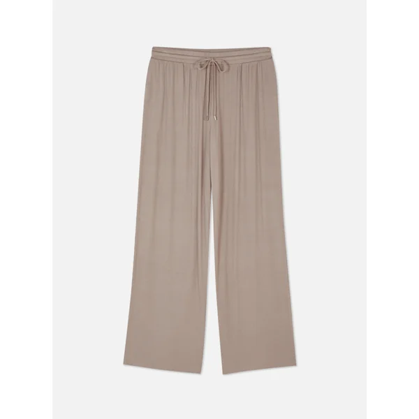 Ribbed Wide Leg Pajama Bottoms - Mocha