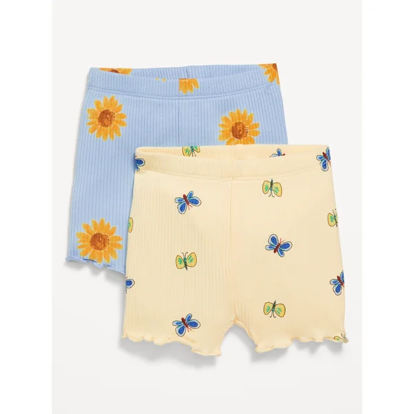 Rib-Knit Biker Shorts 2-Pack for Baby - Blue Multi
