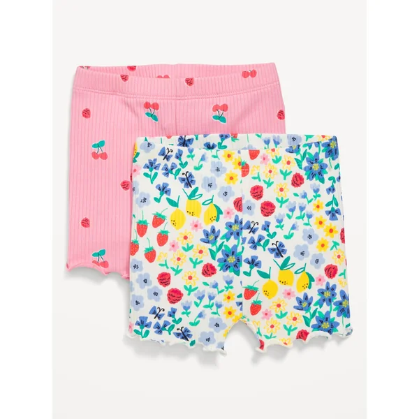 Rib-Knit Biker Shorts 2-Pack for Baby - Pink Multi
