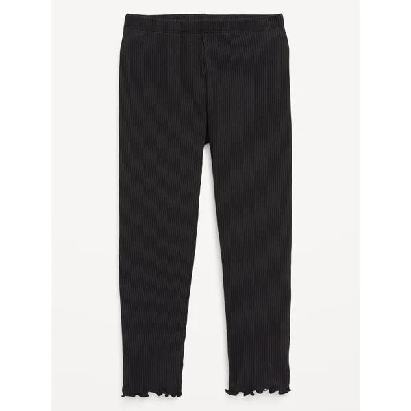 Rib-Knit Full-Length Leggings for Toddler Girls - Black Jack