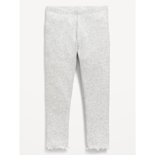 Rib-Knit Full-Length Leggings for Toddler Girls - Heather Grey