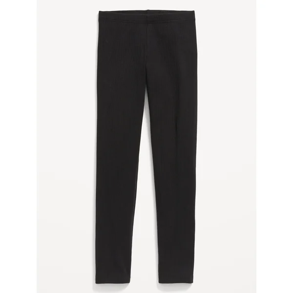 Rib-Knit Leggings for Girls - Black Jack