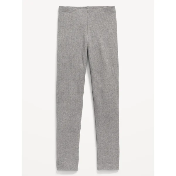 Rib-Knit Leggings for Girls - Heather Gray