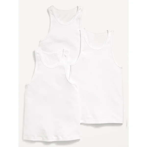 Rib-Knit Tank Top 3-Pack for Boys - White Lilies