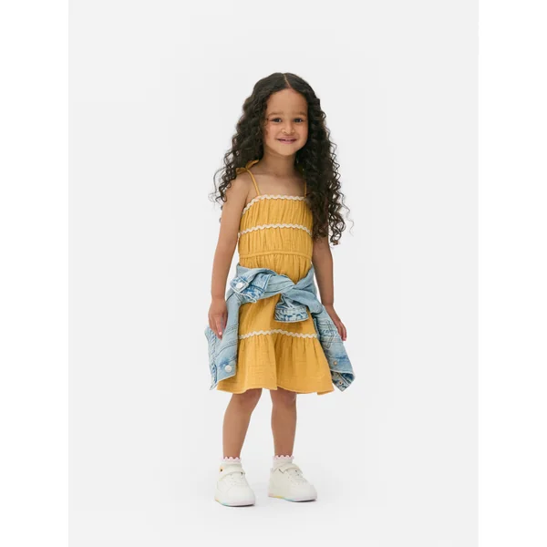 Rick Rack Tiered Dress - Yellow