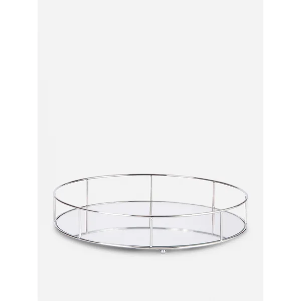 Round Mirror Tray - Silver