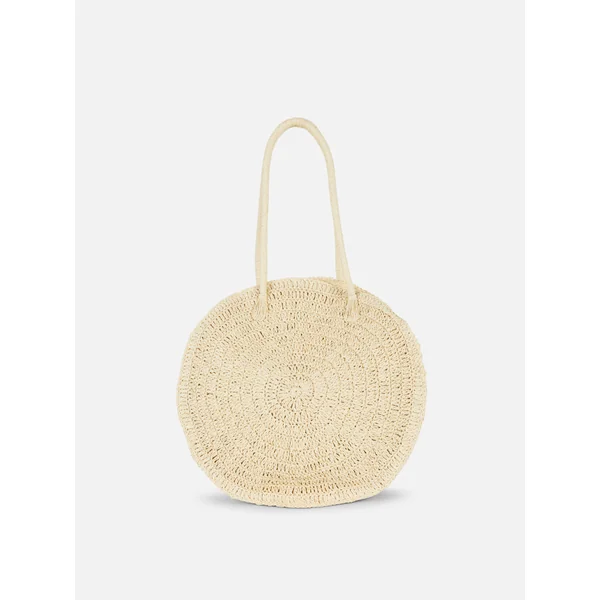 Round Straw Shopper - Natural