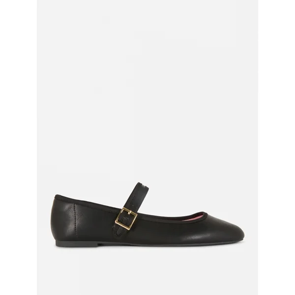 Round Toe Mary Janes - Black