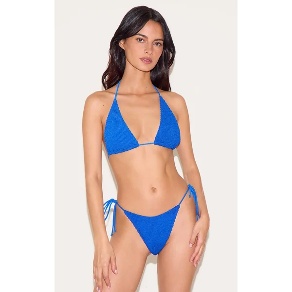 Royal Blue Crinkle Triangle Bikini Top