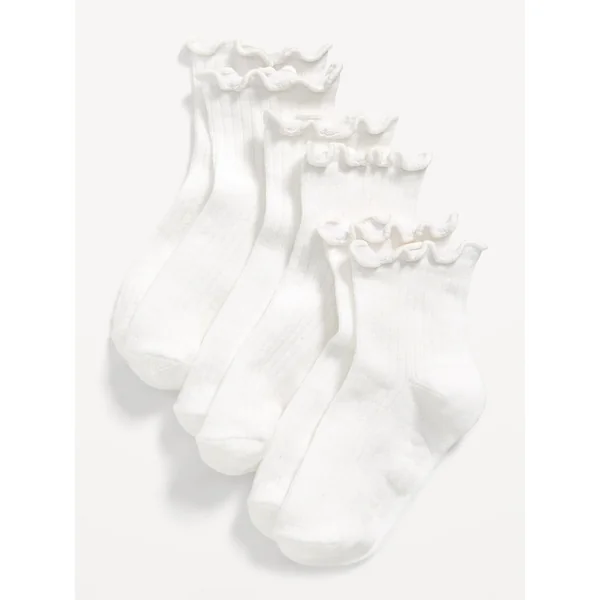 Ruffle-Cuff Crew Socks 3-Pack for Toddler & Baby - O.N. WHITE B