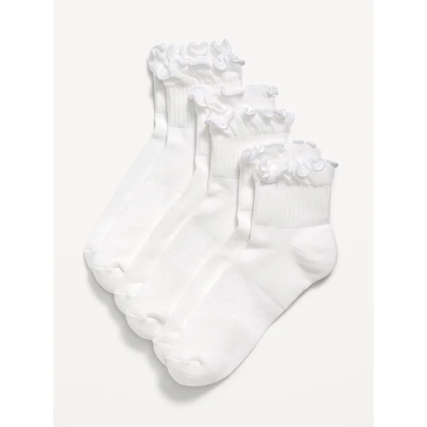Ruffled Athletic Socks 3-Pack - White