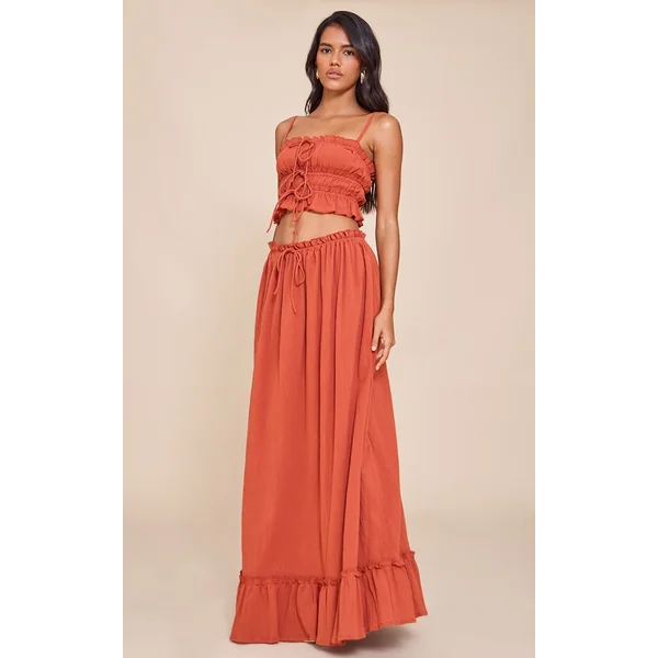 Rust Cheesecloth Maxi Skirt