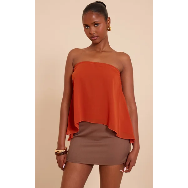 Rust Chiffon Floaty Bandeau Top