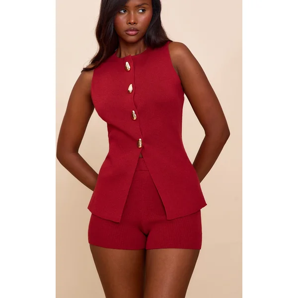 Rust Compact Knitted Mini Short