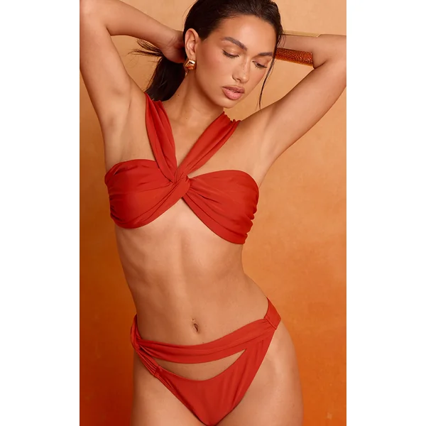 Rust Ruched Bust Bikini Top
