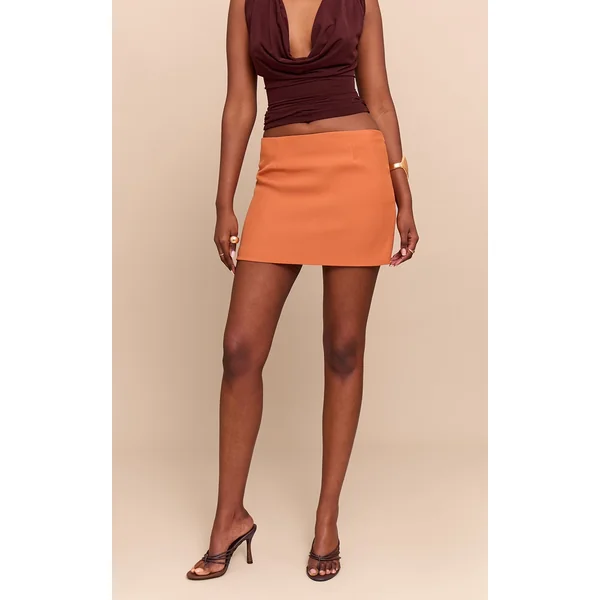 Rust Woven A Line Mini Skirt