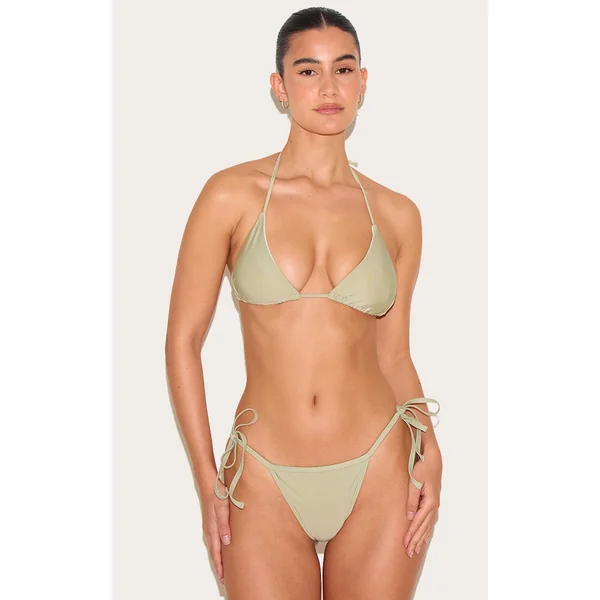 Sage Basic Triangle And Tie Side Bikini Set