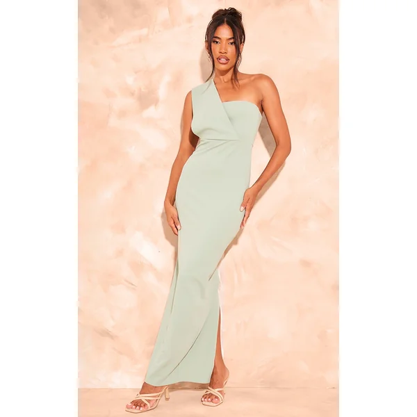 Sage One Shoulder Maxi Dress