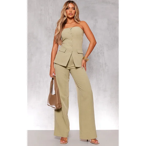 Sage Premium Tailored Woven High Waist Wide Leg Pants