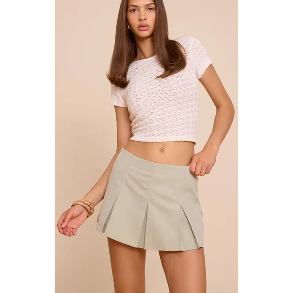 Sage Tailored Woven Box Pleat Skater Skort