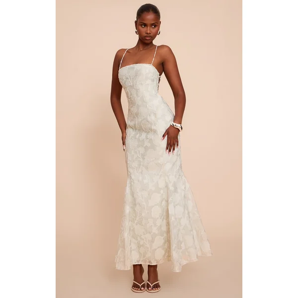 Sage Textured Lace Up Back Maxi Dress