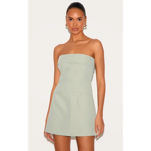 Sage Woven Belt Detail Shift Dress