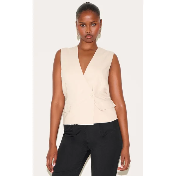 Sand Boxy Asymmetric Vest