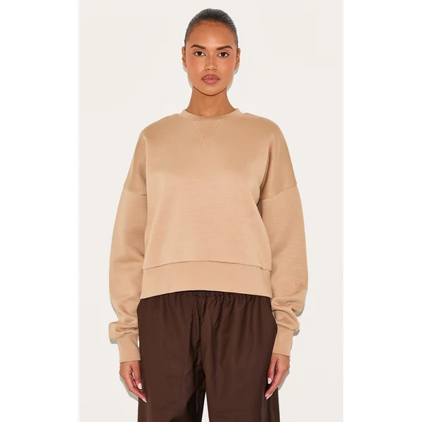 Sand Boxy Basic Sweatshirt