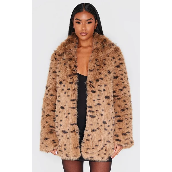 Sand Cheetah Faux Fur Coat
