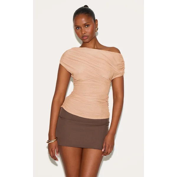 Sand Mesh Ruched Detail Asymmetric