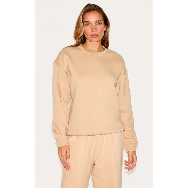 Sand Oversized Plain Fit Sweatshirt