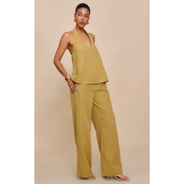 Sand Tailored Wide Leg Drawstring Pants