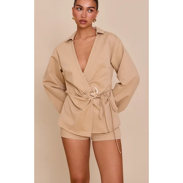 Sand Tailored Woven Mini Shorts