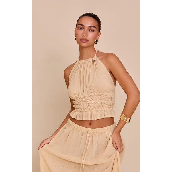 Sand Textured Backless Halterneck Top