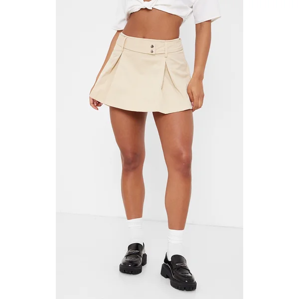 Sand Twill Micro Mini Skater Skirt