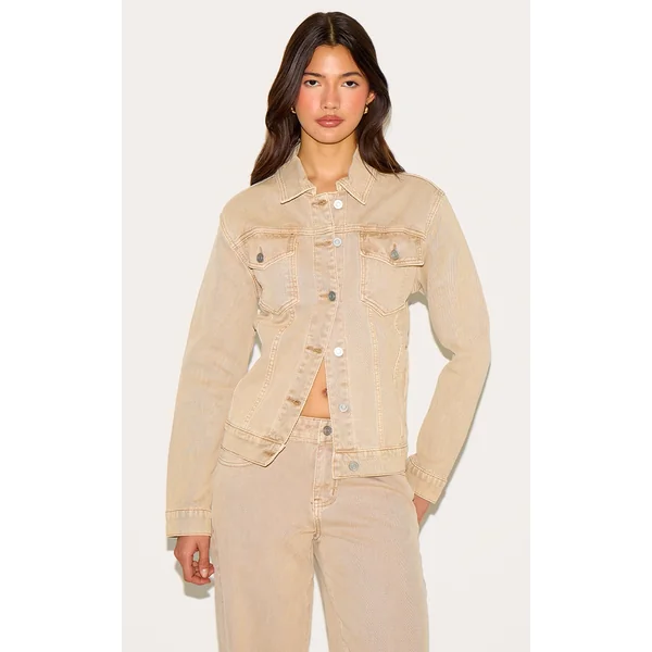 Sand Washed Corduroy Fitted Denim Jacket