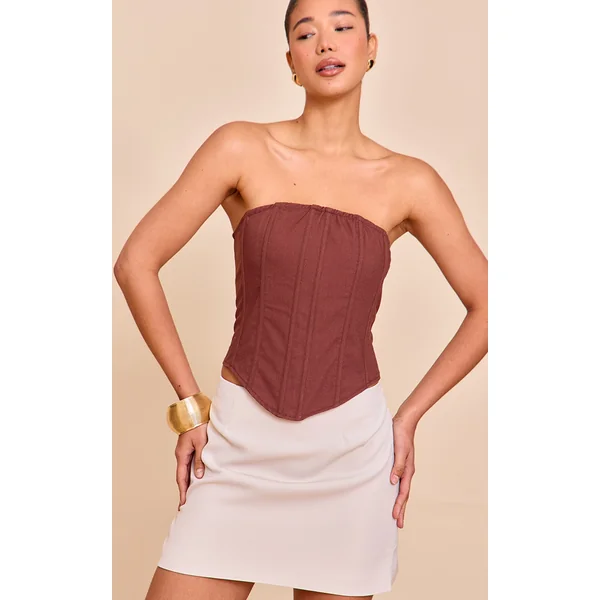 Sand Woven A Line Mini Skirt