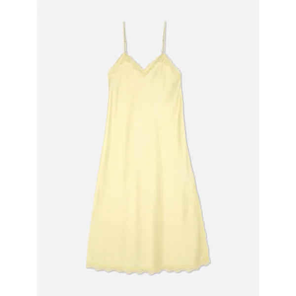 Satin and Lace Chemise - Lemon